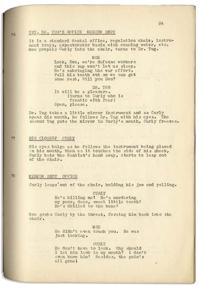 Moe Howard's Personally Owned Three Stooges' Columbia Pictures Script for Their 1943 Film, ''I Can Hardly Wait''